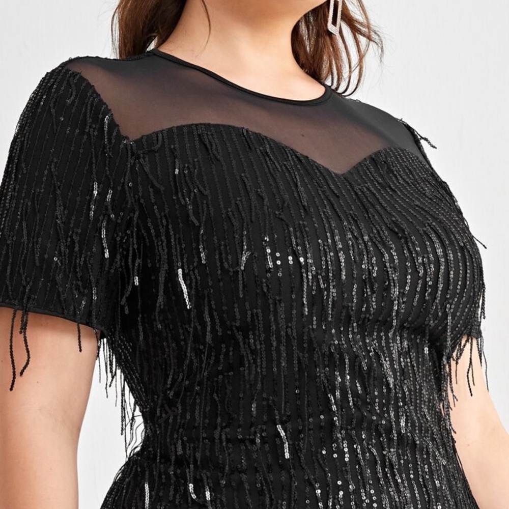 Shein Curve Sequin Fringe Dres Size 2x - image 1